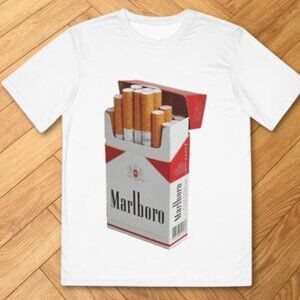 White Marlboro Cigarette Pack Bold Graphic Streetwear Tee